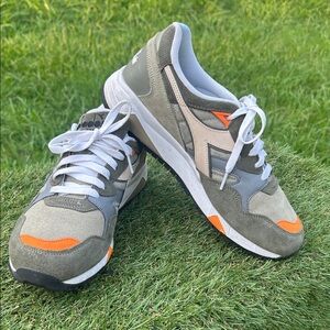 Men's Gray and Orange Sneakers